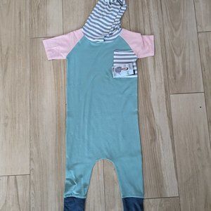 Mint Green/Pink/ Grey Stripped Hooded Rag